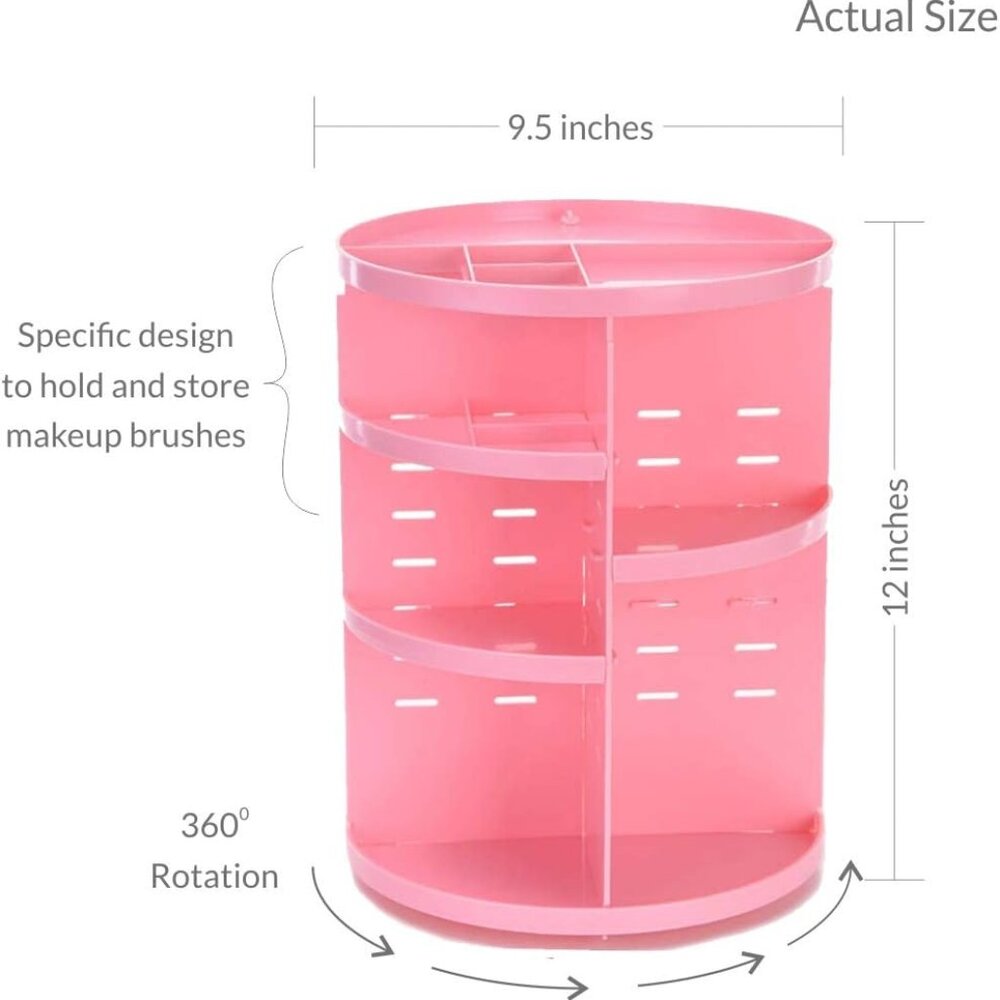 Pink Makeup Box Organizer 360 Rotating Storage Cosmetic Organizer Vanity Stand.